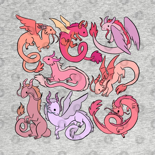 Cute pink dragons by Yarafantasyart